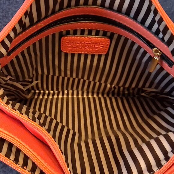 Charming Charlie Tangerine Crossbody/Shoulder Bag Dual Zippers & Snap Closure - Picture 6 of 12